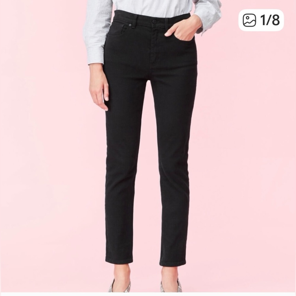 La Vie Rebecca Taylor High Rise Straight Black Jeans. Size 28